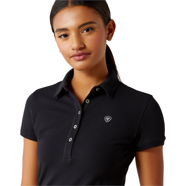 2025 Ariat Womens Prix 3 . 0 Kurzes Hemd Polo Hemd 10055059 - Black